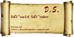 Dévald Sándor névjegykártya