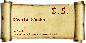 Dévald Sándor névjegykártya